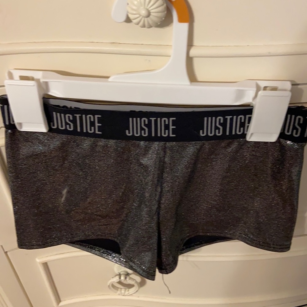 Shiny gray Justice spandex